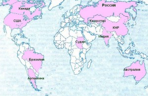 карта стран по площади