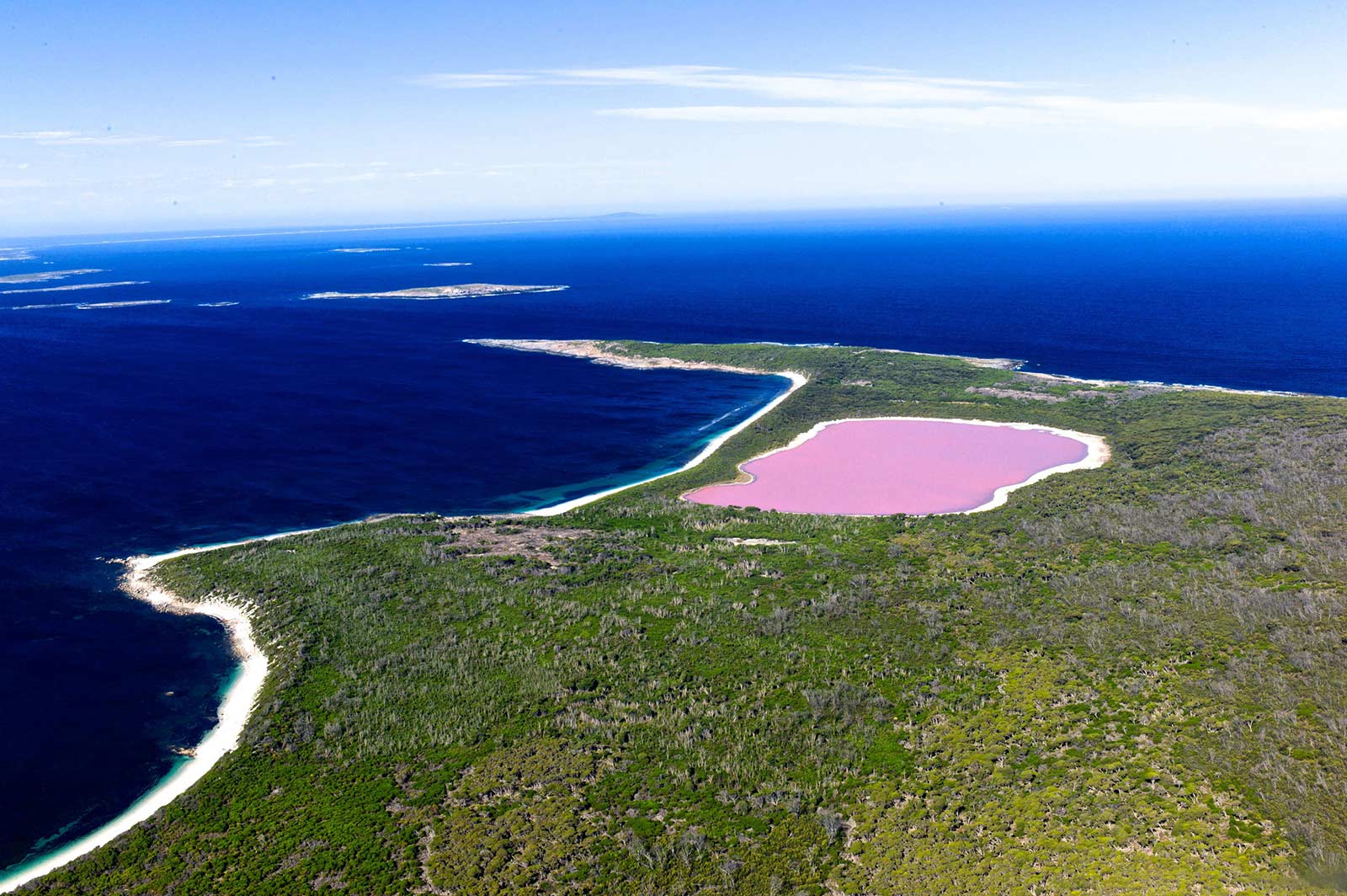 Розовое озеро Хиллер. озеро Австралия