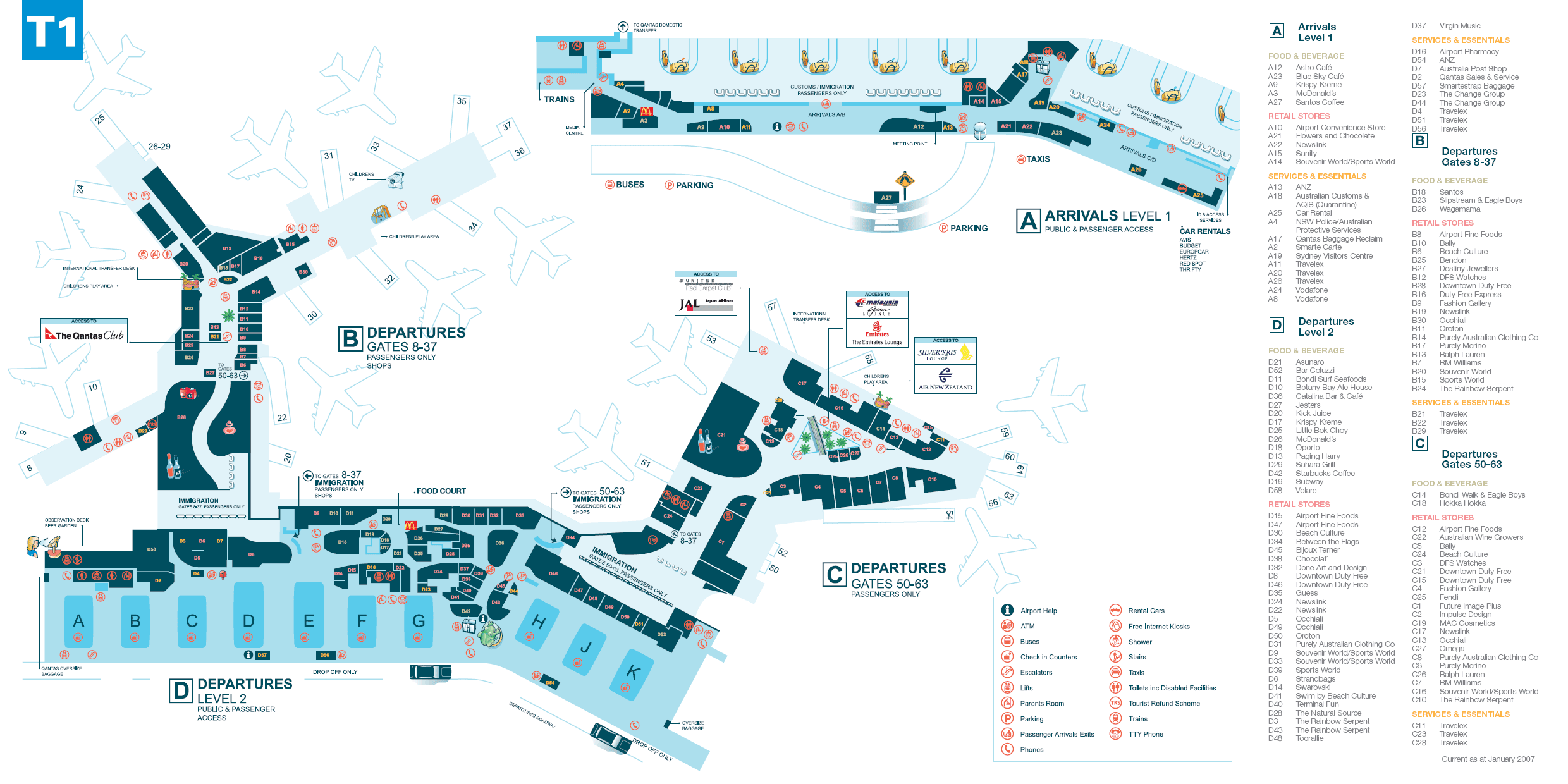 схема международного терминала Аэропорт Сиднея