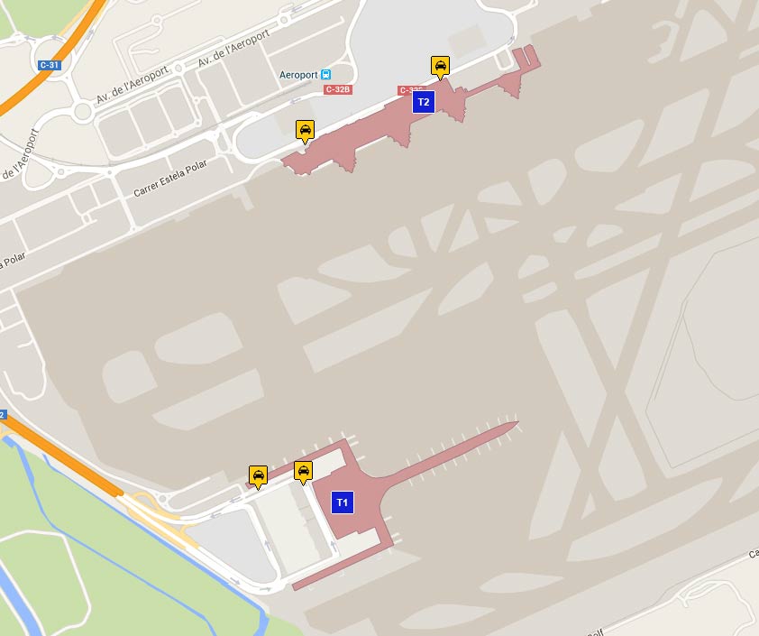 стоянка-такси Как добраться до/из аэропорта Барселоны.